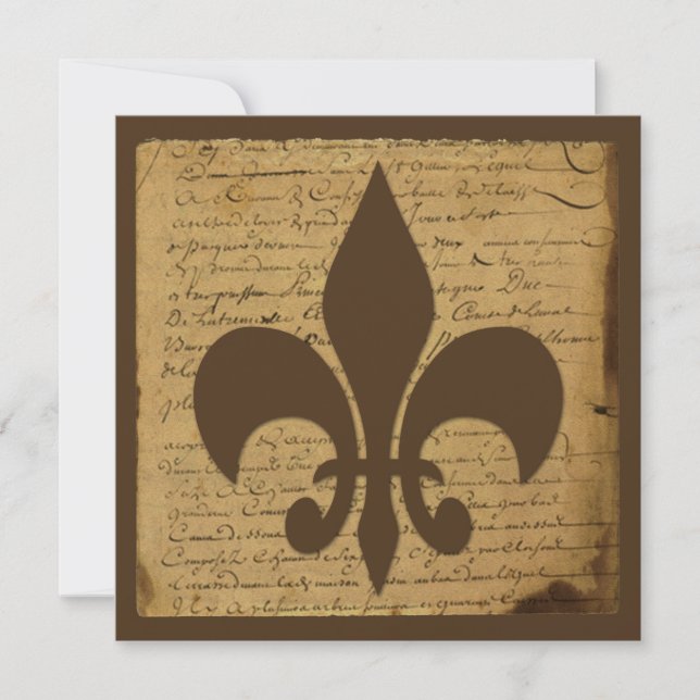 Vintage Fleur de Lis Wedding Invitation (Front)