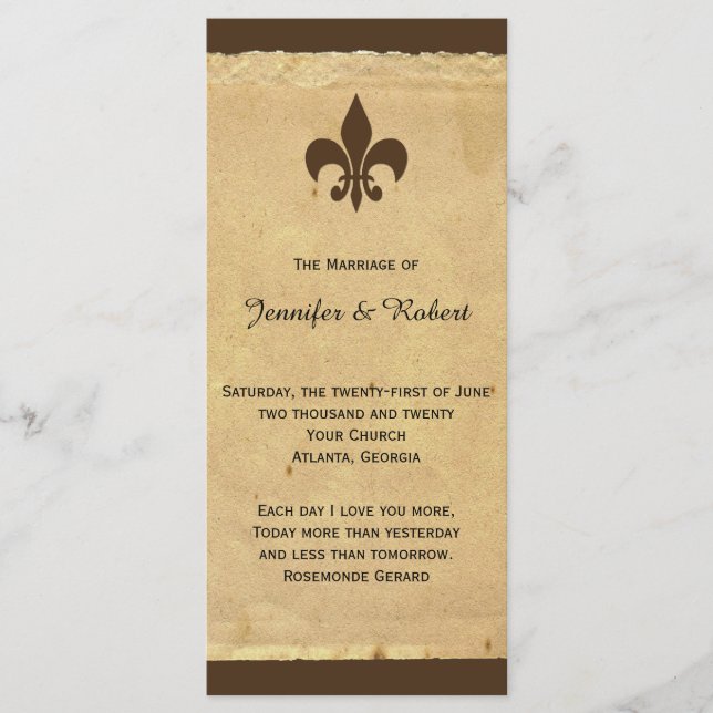 Vintage Fleur de Lis Wedding Program (Front)
