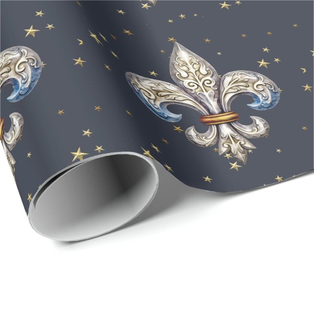 Vintage Fleur-de-Lis Wrapping Paper (Roll Corner)