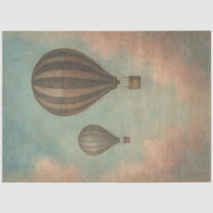 Vintage Flight Hot Air Balloon Decoupage Dreamy Tissue Paper