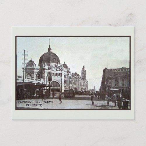 Vintage Flinders Street station Melbourne Postcard