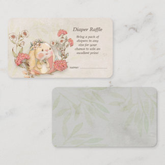 Vintage Floppy Bunny Floral Antique White Enclosure Card