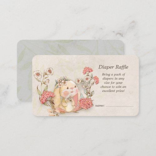 Vintage Floppy Bunny Floral Antique White Enclosure Card