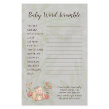 Vintage Floppy Bunny Floral Baby Shower Word game
