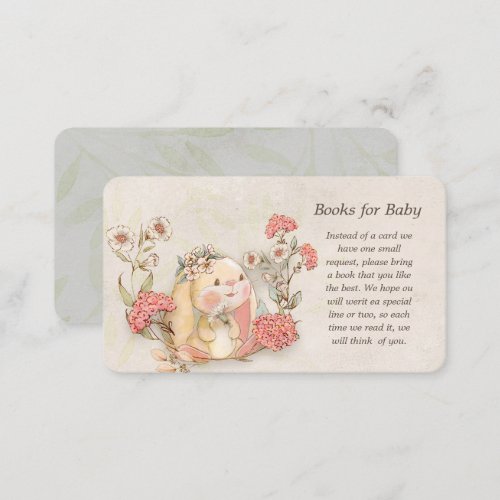 Vintage Floppy Bunny Floral Books for baby Enclosure Card