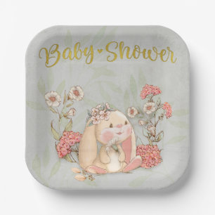 Vintage Floppy Bunny Floral Collection Paper Plates