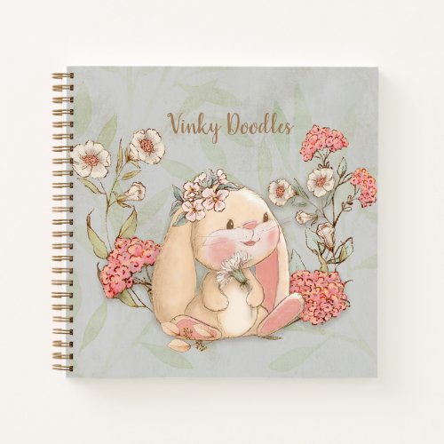 Vintage Floppy Bunny Floral  Notebook