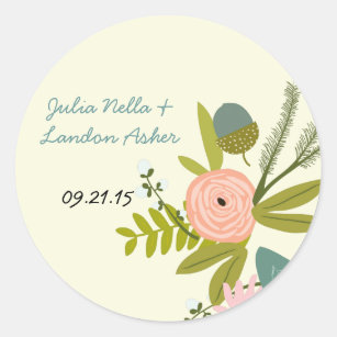 Vintage Flora and Fauna Wedding Sticker