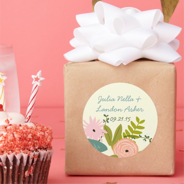 Vintage Flora and Fauna Wedding Sticker (Party)