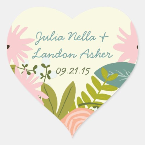 Vintage Flora and Fauna Wedding Sticker