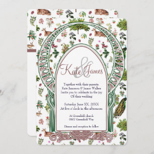 Vintage Flora & Fauna Wedding Invitation