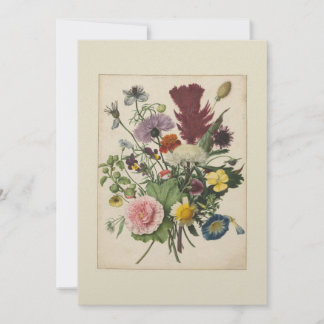 Vintage Floral 17th.-C. Flat Thank You Card