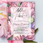 Vintage Floral 40th Birthday Party Invitation<br><div class="desc">Elegant Vintage 40th birthday party invitation featuring "40 & Fabulous" in a stylish script and watercolor peonies (peony roses).</div>