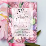 Vintage Floral 50th Birthday Party Invitation<br><div class="desc">Elegant Vintage 50th birthday party invitation featuring "50 & Fabulous" in a stylish script and watercolor peonies (peony roses).</div>