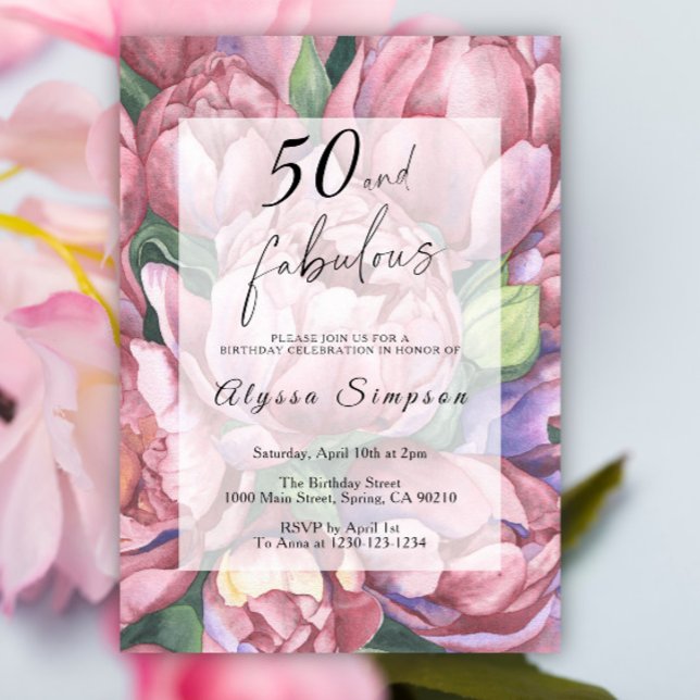 Vintage Floral 50th Birthday Party Invitation (Creator Uploaded)