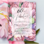 Vintage Floral 60th Birthday Party Invitation<br><div class="desc">Elegant Vintage 60th birthday party invitation featuring "60 & Fabulous" in a stylish script and watercolor peonies (peony roses).</div>