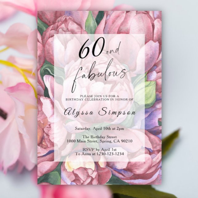 Vintage Floral 60th Birthday Party Invitation (Creator Uploaded)