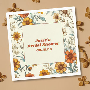 Vintage Floral 70s Inspired Timeless Bridal Shower Napkins