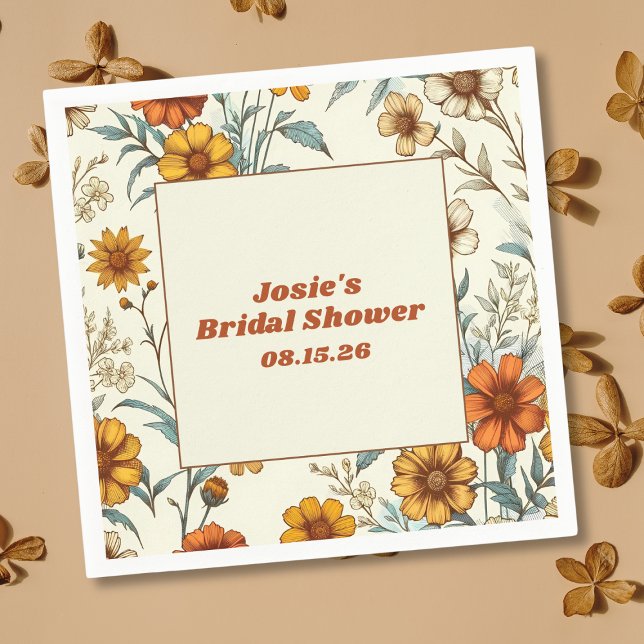 Vintage Floral 70s Inspired Timeless Bridal Shower Napkins (Creator Uploaded)
