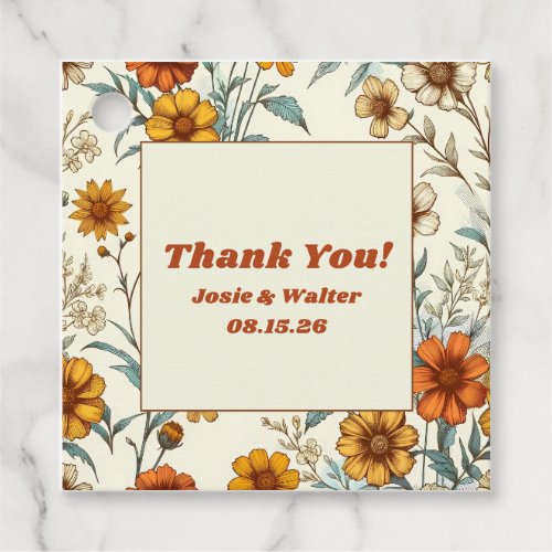 Vintage Floral 70s Retro Wedding Thank You Favor Tags