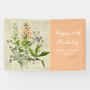 Vintage Floral 80th Birthday Banner