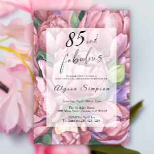 Vintage Floral 85th Birthday Party Invitation