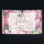 Vintage Floral 90th Birthday Party Banner<br><div class="desc">Vintage Floral 90th Birthday Party invitation featuring "90 & Fabulous" in a stylish script and watercolor peonies (peony roses).</div>