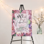 Vintage Floral 90th Birthday Party Foam Board<br><div class="desc">Vintage Floral 90th Birthday Party invitation featuring "90 & Fabulous" in a stylish script and watercolor peonies (peony roses).</div>
