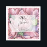 Vintage Floral 90th Birthday Party  Napkins<br><div class="desc">Vintage Floral 90th Birthday Party invitation featuring "90 & Fabulous" in a stylish script and watercolor peonies (peony roses).</div>