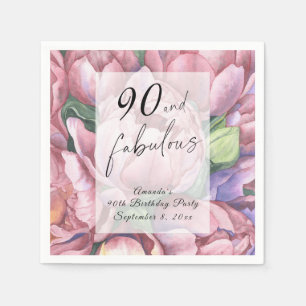 Vintage Floral 90th Birthday Party Napkins