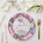 Vintage Floral 90th Birthday Party  Paper Plates<br><div class="desc">Vintage Floral 90th Birthday Party invitation featuring "90 & Fabulous" in a stylish script and watercolor peonies (peony roses).</div>