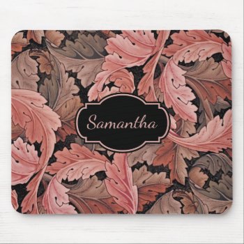 Vintage Floral Acanthus Pattern With Monogram Mouse Pad by encore_arts at Zazzle