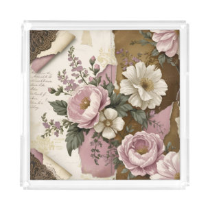 Vintage Floral - Acrylic Tray