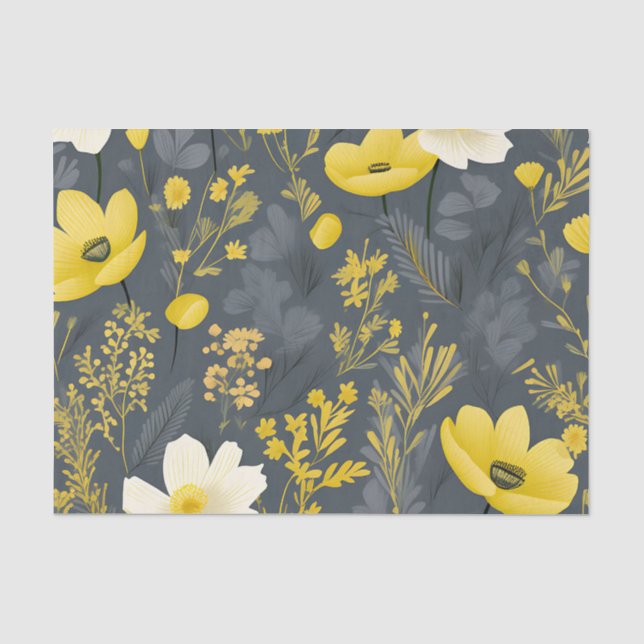Vintage Floral Aged Wood Effect Tissue Paper (Front)