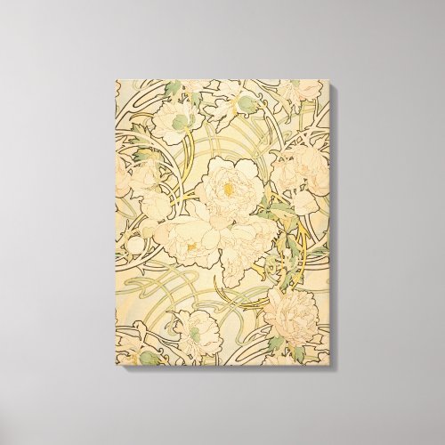 Vintage Floral Alphonse Mucha Peonies GalleryHD Canvas Print