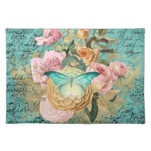 Vintage Floral and Butterfly Bouquet Cloth Placemat