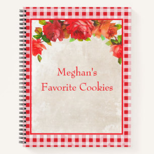 Vintage Floral and Gingham Check Recipe Organizer Notebook