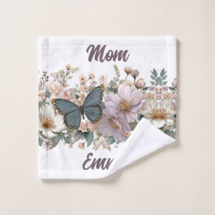 Vintage Floral and Green Butterfly for Mom Bath Towel Set