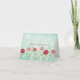 Vintage Floral and Leaves Personalized Notecard