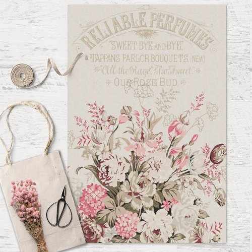 Vintage Floral and Perfume Ephemera Decoupage Tissue Paper