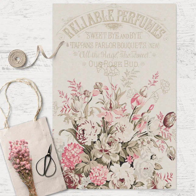 Vintage Floral and Perfume Ephemera Decoupage Tissue Paper | Zazzle