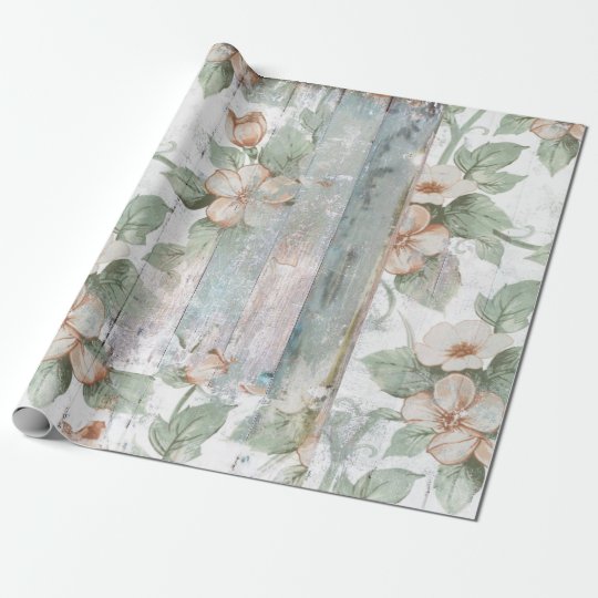 Download Vintage Floral and Wood Shabby Chic Wrapping Paper ...