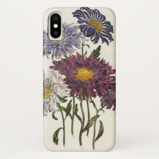 Vintage Floral, Antique Purple Aster Flowers iPhone X Case