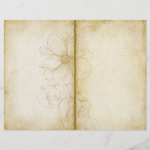 Vintage Floral Antique Style Journal Paper