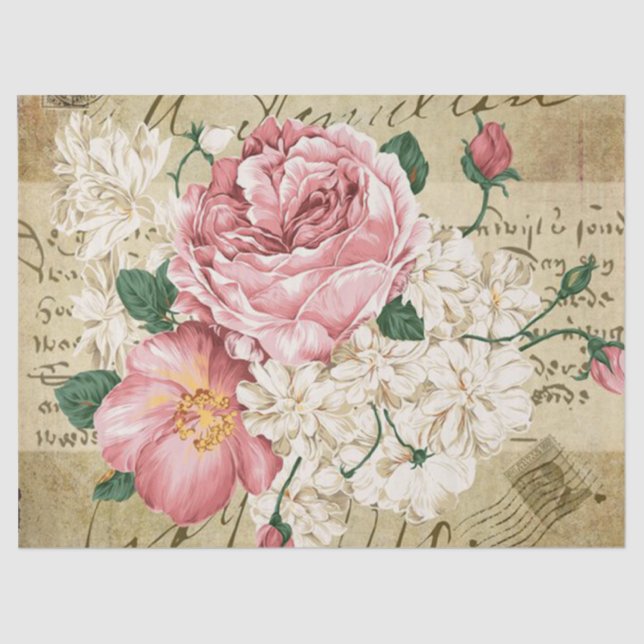 Vintage floral any purpose party tissue paper (Front)