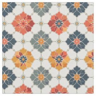 Vintage Floral Arabesque Tile Pattern Fabric