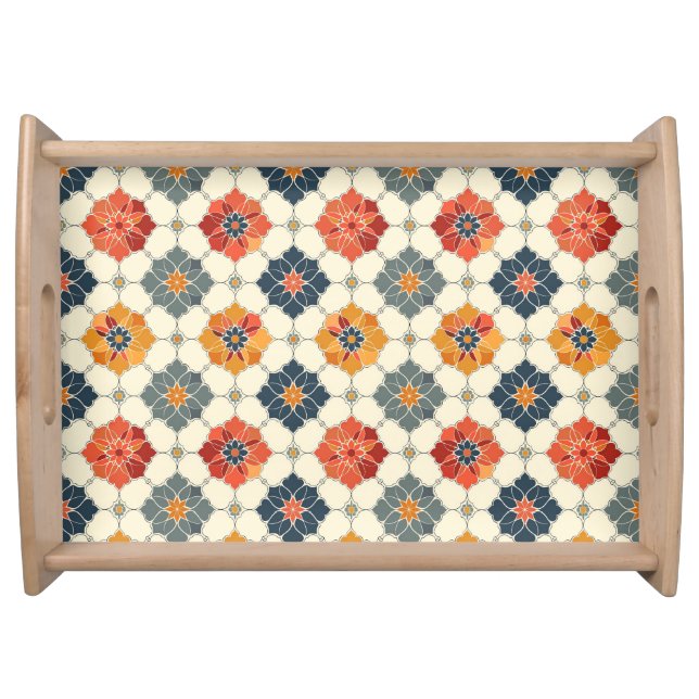 Vintage Floral Arabesque Tile Pattern Serving Tray (Front)