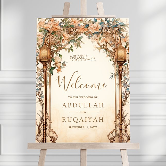 Vintage Floral Arbor Muslim Wedding Welcome Sign (Creator Uploaded)