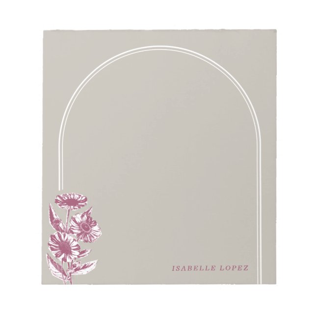 Vintage Floral Arch Custom Notepad - Gray (Front)