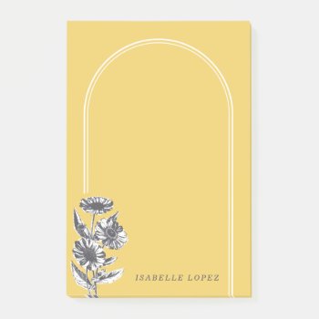Vintage Floral Arch Custom Post-it Notes - Yellow by AmberBarkley at Zazzle
